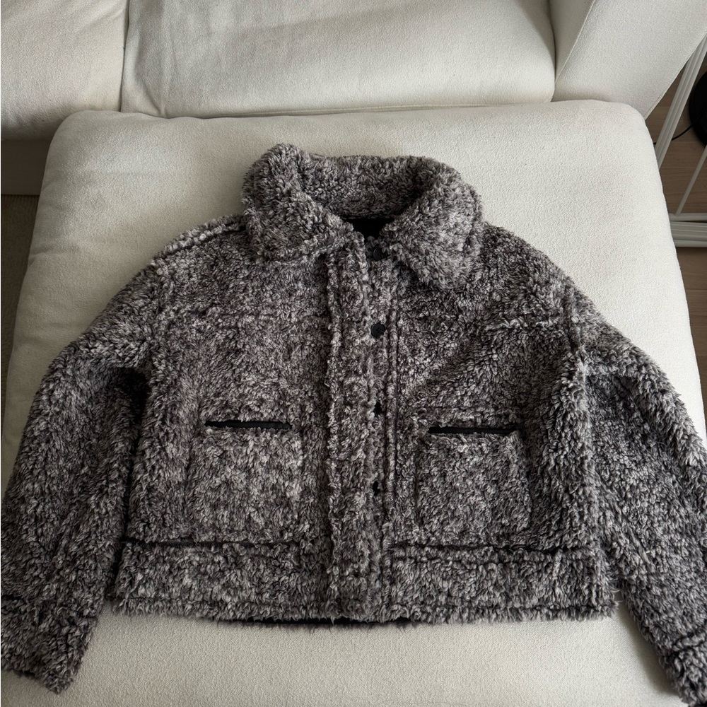 NWT Reversible Sherpa + Leather Coat